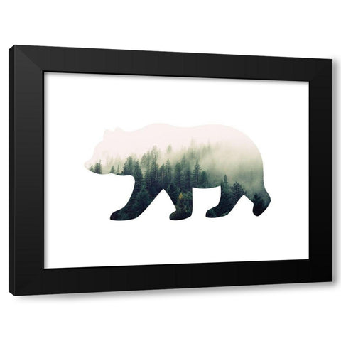 Bear Silhouette 1 Black Modern Wood Framed Art Print with Double Matting by McFarland, Leslie