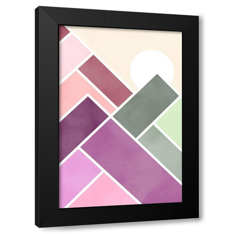 Geometric Mountains 1 Black Modern Wood Framed Art Print by McFarland, Leslie