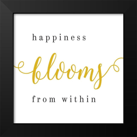 Happiness Blooms From Within Black Modern Wood Framed Art Print by Villa, Milli