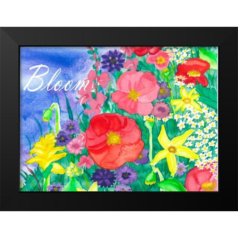 Fresh Flowers Black Modern Wood Framed Art Print by Korsgaden, Laurie