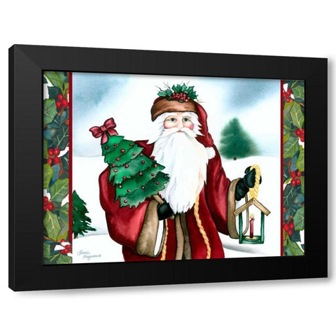 Father Christmas Black Modern Wood Framed Art Print with Double Matting by Korsgaden, Laurie