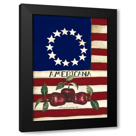 Apples USA Black Modern Wood Framed Art Print with Double Matting by Korsgaden, Laurie