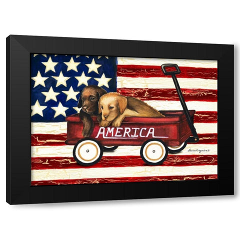 America Friends Black Modern Wood Framed Art Print by Korsgaden, Laurie