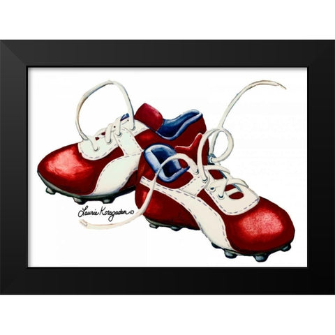 Cleats Black Modern Wood Framed Art Print by Korsgaden, Laurie