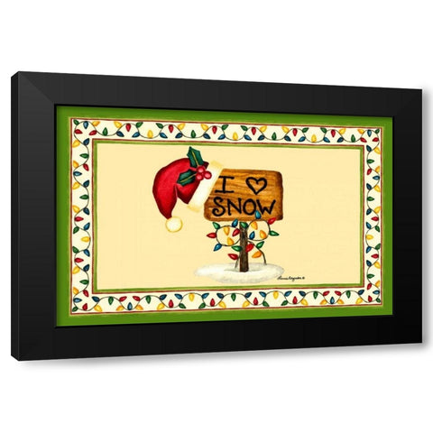 I love Snow Black Modern Wood Framed Art Print with Double Matting by Korsgaden, Laurie