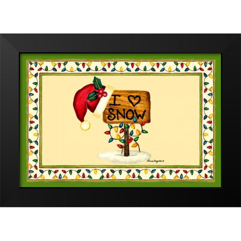 I love Snow Black Modern Wood Framed Art Print by Korsgaden, Laurie