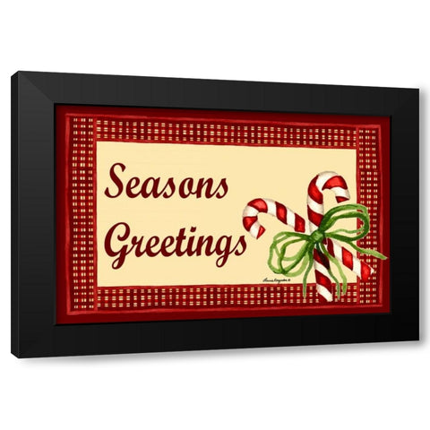 Seasons Greetings Black Modern Wood Framed Art Print by Korsgaden, Laurie