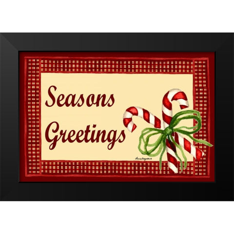 Seasons Greetings Black Modern Wood Framed Art Print by Korsgaden, Laurie
