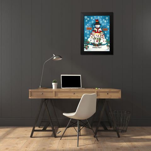 Holiday Hugs Black Modern Wood Framed Art Print by Korsgaden, Laurie