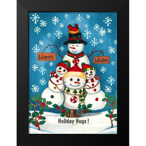 Holiday Hugs Black Modern Wood Framed Art Print by Korsgaden, Laurie