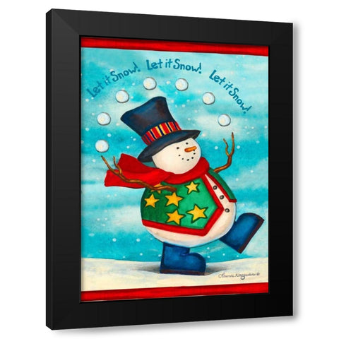 Let It Snow-ball Black Modern Wood Framed Art Print with Double Matting by Korsgaden, Laurie