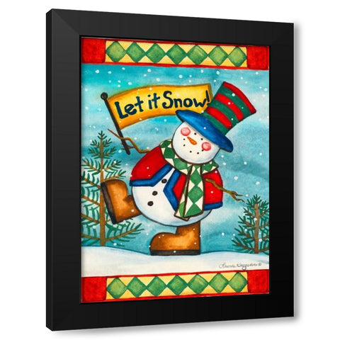Let it Snow Flag Black Modern Wood Framed Art Print by Korsgaden, Laurie