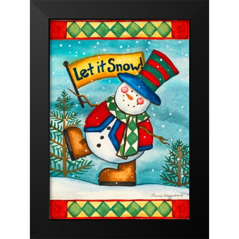 Let it Snow Flag Black Modern Wood Framed Art Print by Korsgaden, Laurie