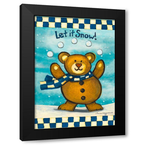 Let it Snow Bear Black Modern Wood Framed Art Print with Double Matting by Korsgaden, Laurie