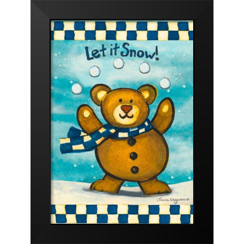 Let it Snow Bear Black Modern Wood Framed Art Print by Korsgaden, Laurie