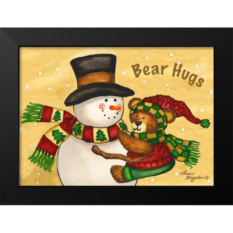 Bear Hugs Black Modern Wood Framed Art Print by Korsgaden, Laurie