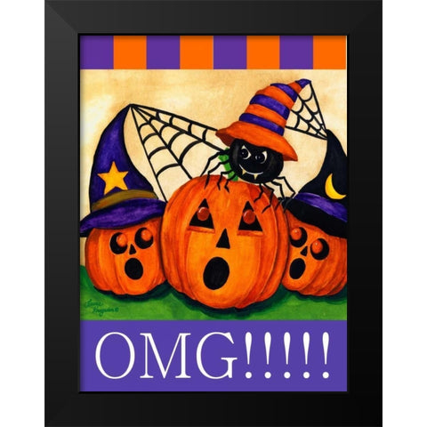 OMG Black Modern Wood Framed Art Print by Korsgaden, Laurie