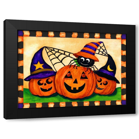 Happy Pumpkins Black Modern Wood Framed Art Print by Korsgaden, Laurie