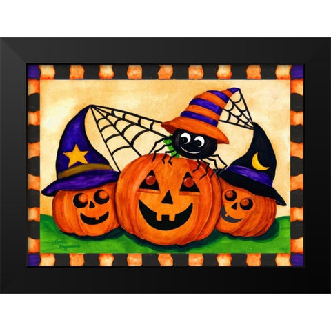 Happy Pumpkins Black Modern Wood Framed Art Print by Korsgaden, Laurie