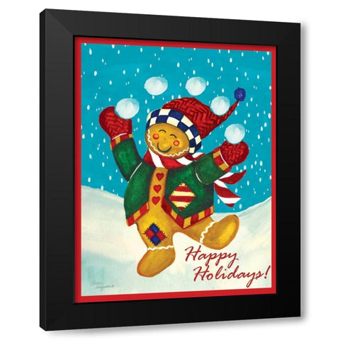 Happy Holidays Black Modern Wood Framed Art Print by Korsgaden, Laurie