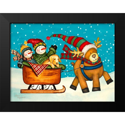 Festive Times Black Modern Wood Framed Art Print by Korsgaden, Laurie