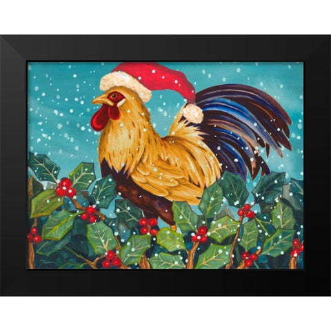 Mr Christmas Rooster Black Modern Wood Framed Art Print by Korsgaden, Laurie