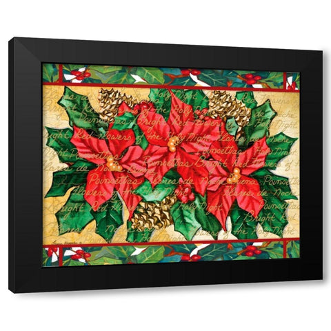 Poinsettas Black Modern Wood Framed Art Print with Double Matting by Korsgaden, Laurie