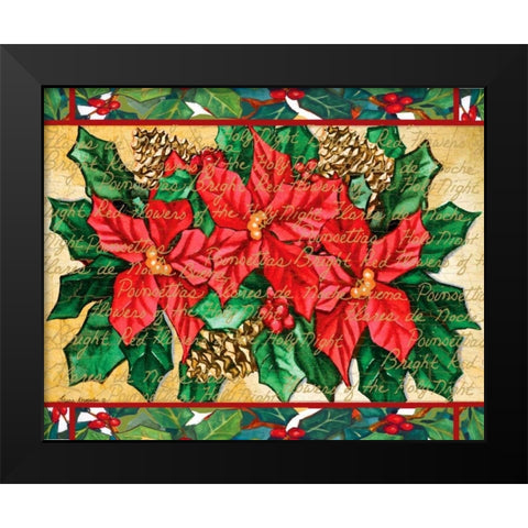 Poinsettas Black Modern Wood Framed Art Print by Korsgaden, Laurie