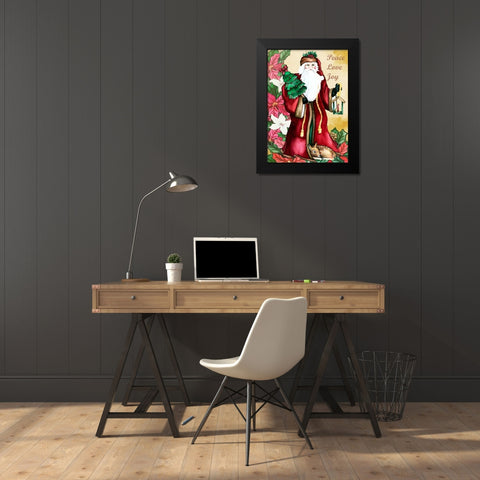 Peace Love Joy Black Modern Wood Framed Art Print by Korsgaden, Laurie
