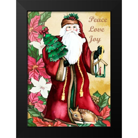 Peace Love Joy Black Modern Wood Framed Art Print by Korsgaden, Laurie
