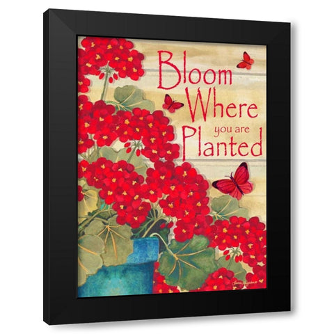 Bloom Where You Are Planted Black Modern Wood Framed Art Print with Double Matting by Korsgaden, Laurie