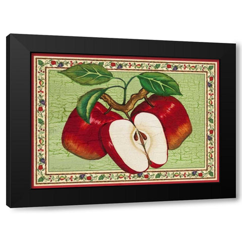 Apples Black Modern Wood Framed Art Print with Double Matting by Korsgaden, Laurie