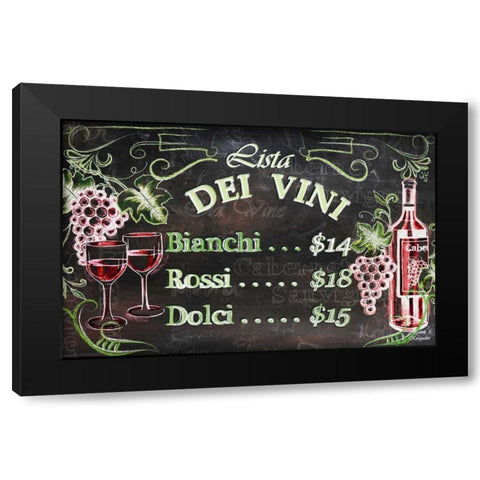 Vino and Grapes Chalkboard Menu Black Modern Wood Framed Art Print with Double Matting by Korsgaden, Laurie