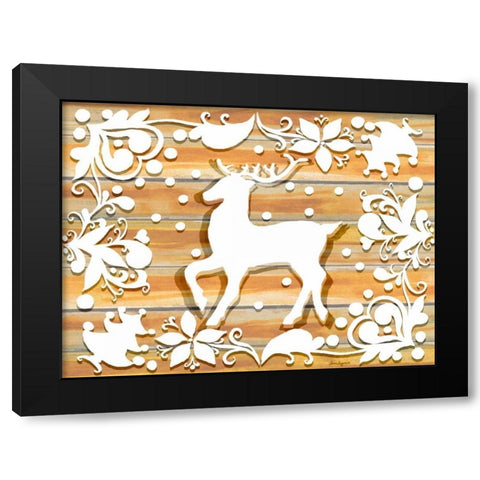 Holiday Deer Black Modern Wood Framed Art Print with Double Matting by Korsgaden, Laurie
