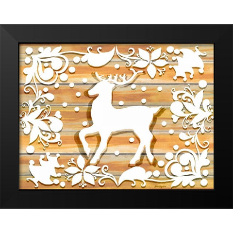 Holiday Deer Black Modern Wood Framed Art Print by Korsgaden, Laurie