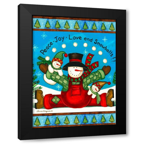 Love And Snowballs Black Modern Wood Framed Art Print by Korsgaden, Laurie