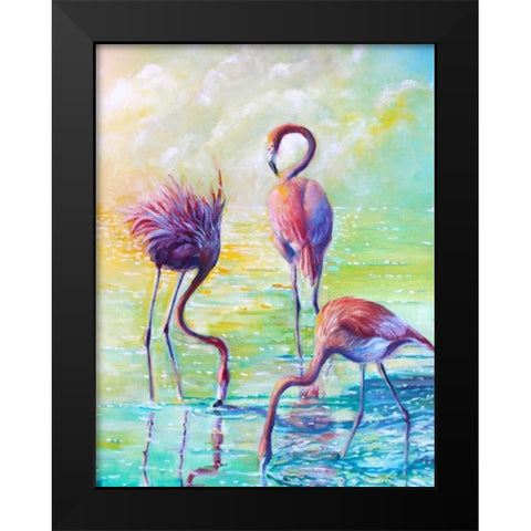 Flamingo Family 1 Black Modern Wood Framed Art Print by Colberg, Lisa