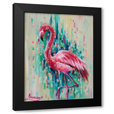 Flamingo Pose 1 Black Modern Wood Framed Art Print with Double Matting by Colberg, Lisa