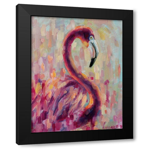 Flamingo Bliss 1 Black Modern Wood Framed Art Print with Double Matting by Colberg, Lisa