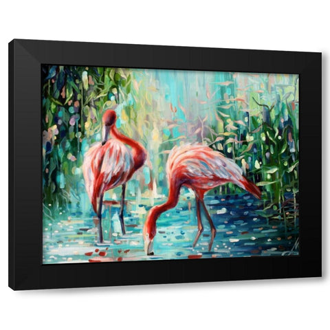 Flamingos Delight 1 Black Modern Wood Framed Art Print by Colberg, Lisa