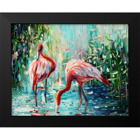 Flamingos Delight 1 Black Modern Wood Framed Art Print by Colberg, Lisa