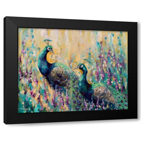 Peacocks In The Field 1 Black Modern Wood Framed Art Print by Colberg, Lisa