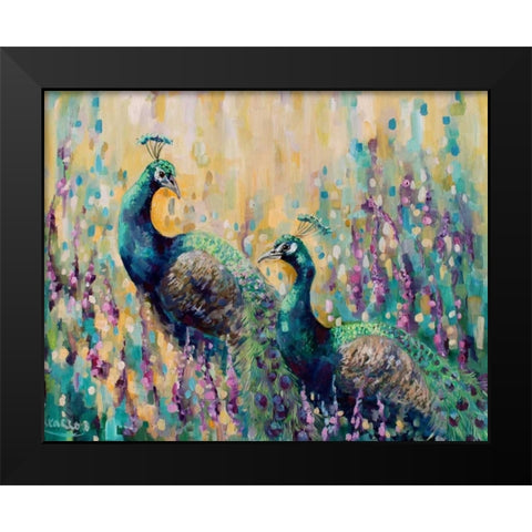 Peacocks In The Field 1 Black Modern Wood Framed Art Print by Colberg, Lisa