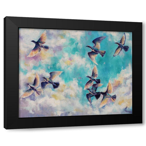 Birds 1 Black Modern Wood Framed Art Print by Colberg, Lisa