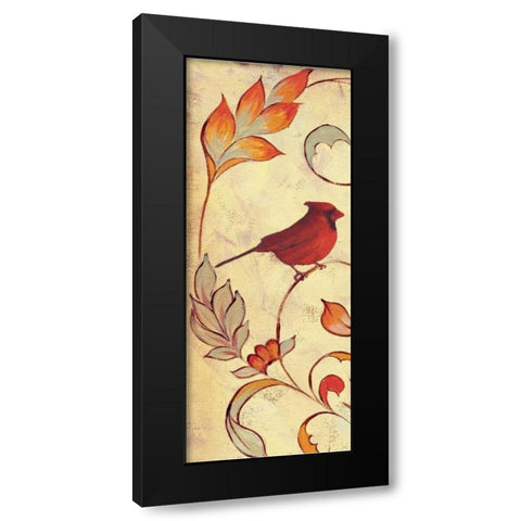Bird Vine Panel 1 Black Modern Wood Framed Art Print by Rossi, Lorraine