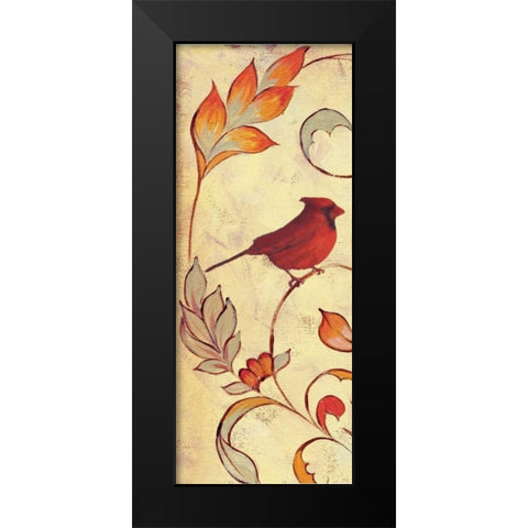 Bird Vine Panel 1 Black Modern Wood Framed Art Print by Rossi, Lorraine