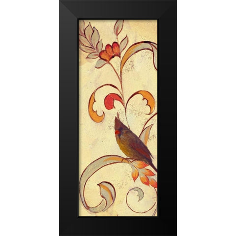 Bird Vine Panel 2 Black Modern Wood Framed Art Print by Rossi, Lorraine