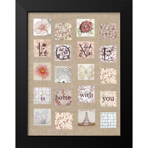 Love Tiles Black Modern Wood Framed Art Print by Rossi, Lorraine