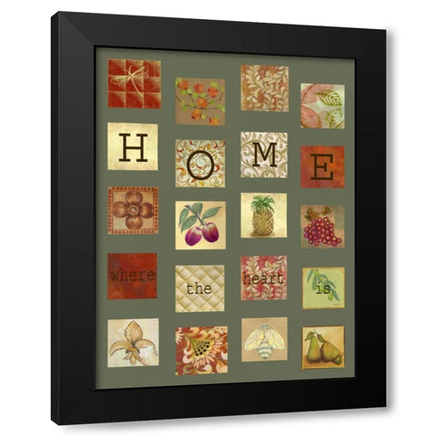 Home Tiles Black Modern Wood Framed Art Print by Rossi, Lorraine