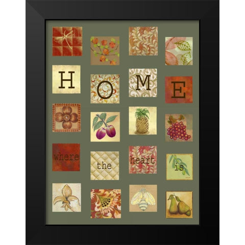 Home Tiles Black Modern Wood Framed Art Print by Rossi, Lorraine
